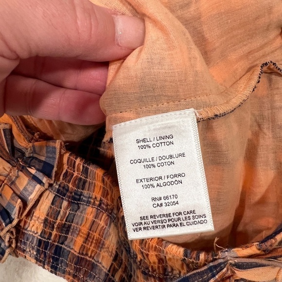 3/$25 Sale 🎈NWOT Verb (Anthro) Ruffled Plaid Tank in Orange - Picture 11 of 12
